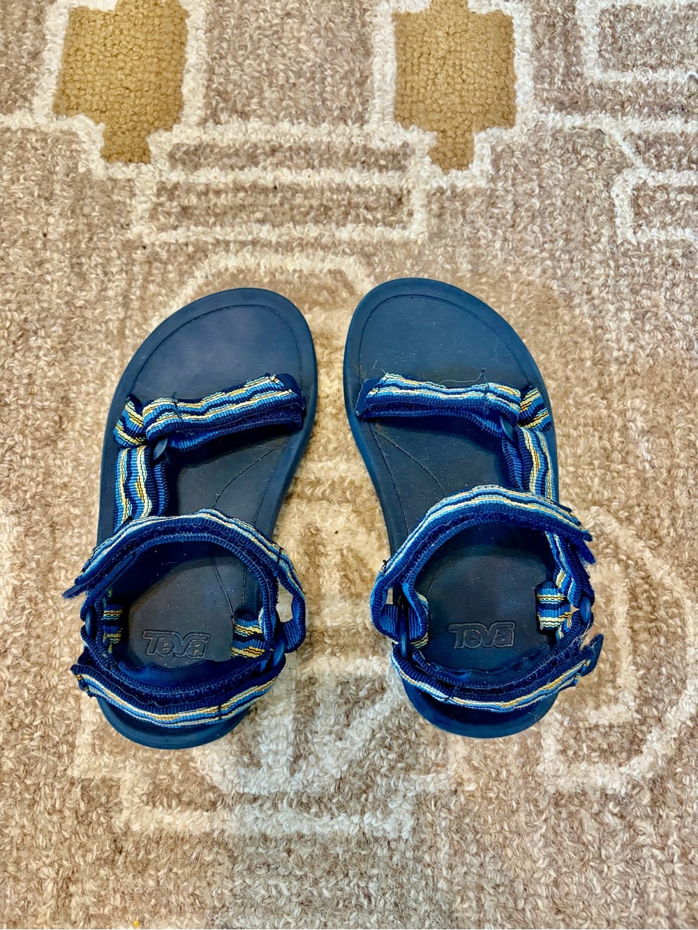 Teva Kids Navy Blue Strappy Sandals with Yellow Accent
